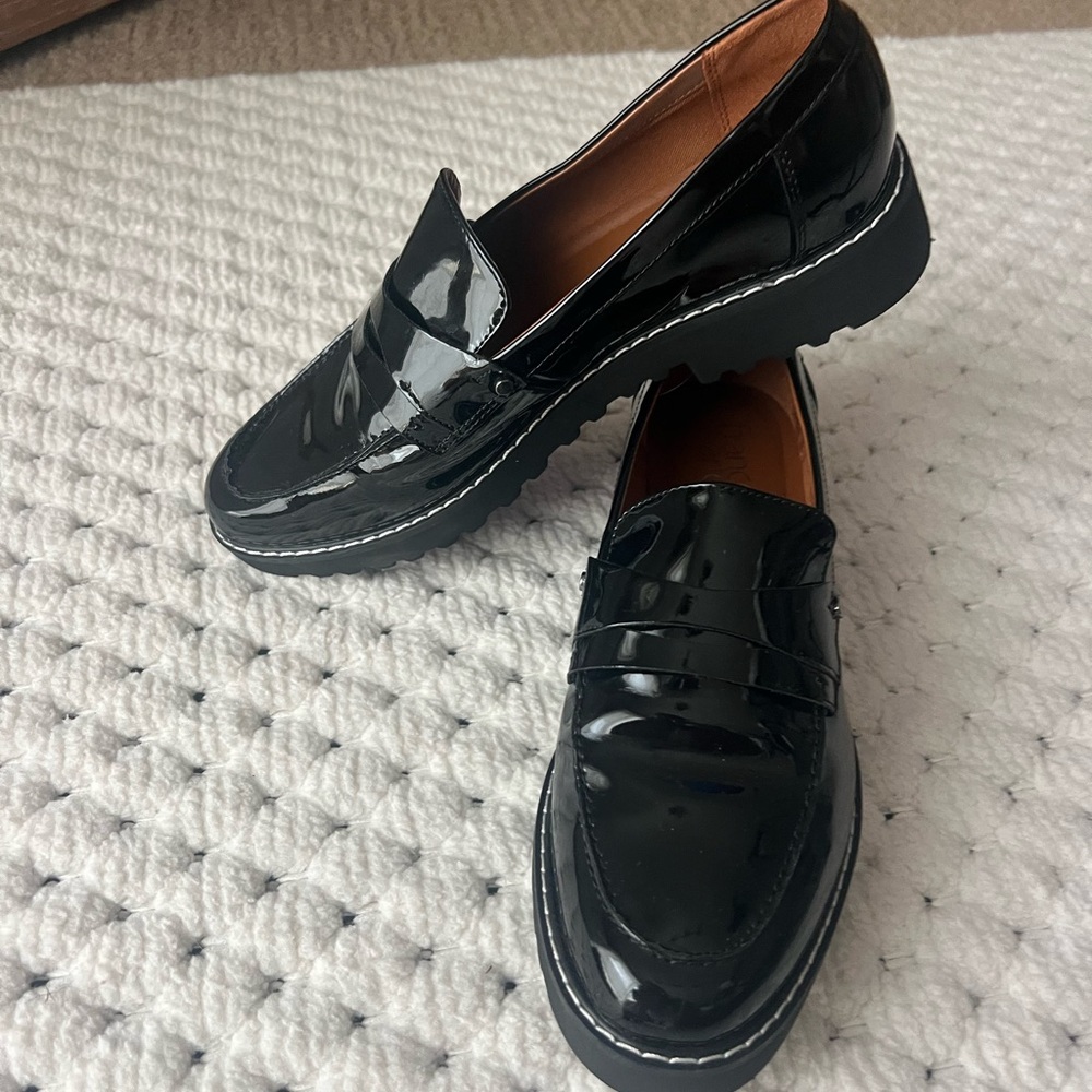 Franco Sarto Glossy Black Loafers
